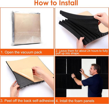 FONESO 52 Pack 1"×12"×12" Wedge Acoustic Foam Panels, High Density Soundproof - Image 8