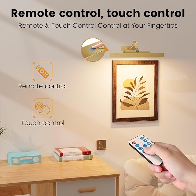 Gallery Lights for Wall 3 Pack, Cordless Remote Dimmable LED for Portrait - Image 4