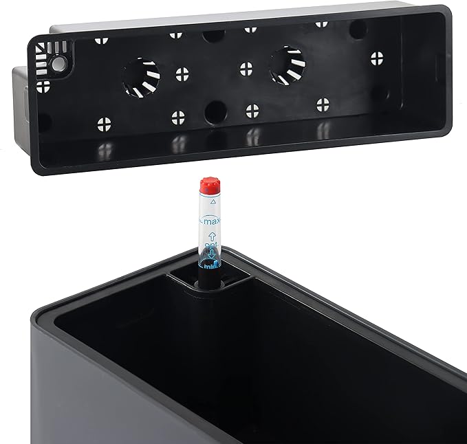 GardenBasix Elongated Self Watering Planter Pots Window Box 5.5 x 16 inch Indoor Home Garden Modern Decorative Planter Pot for All House Plants Flowers Herbs (Dark Grey,1-Pack)