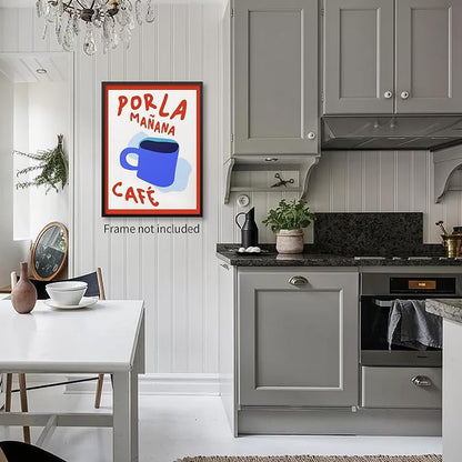 PDFI Kitchen Wall Art Por La Mañana Cafe Print Vintage Coffee Artwork Pictures - Image 4