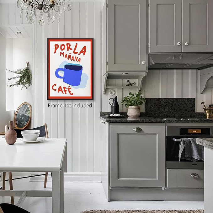PDFI Kitchen Wall Art Por La Mañana Cafe Print Vintage Coffee Artwork Pictures - Image 4