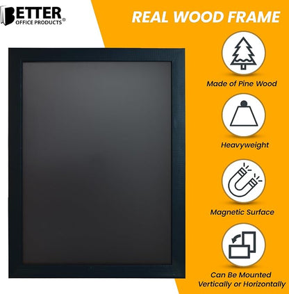 Magnetic Wall Chalkboard, Large Size 18" x 24", Rustic Wood Frame, Chalkboard - Image 2