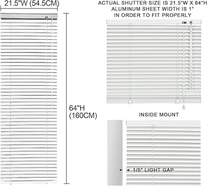 YIIBAII Mini Blinds Suitable for 22" W x 64" H Windows 1" Aluminum Horizontal - Image 6