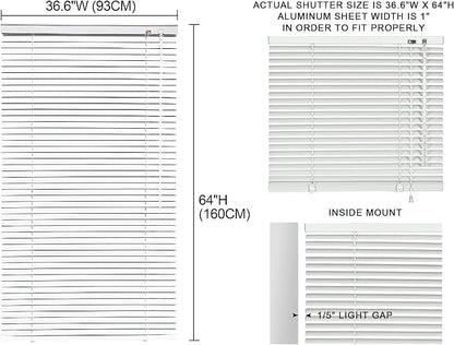 YIIBAII Mini Blinds Suitable for 37" W x 64" H Windows 1" Aluminum Horizontal - Image 6