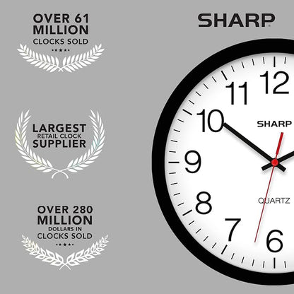 Sharp Wall Clock – Black, Silent Non Ticking 14 Inch Quality Quartz Battery - Image 7