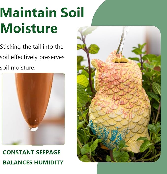 Self Watering Spikes, Self Watering Globes, Owl Shape Plant Watering Device, Terracotta Plant Watering Stakes, Automatic Watering Spikes for Indoor Outdoor Plants 4 Packs