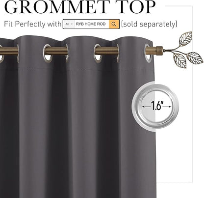 RYB HOME Blackout Curtains Soundproof Energy Saving Insulating Privacy Room - Image 2