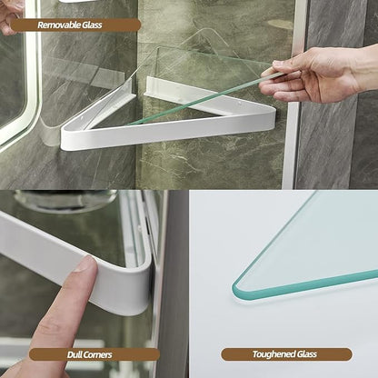 VOLPONE Bathroom Shelves Wall Mounted Glass Corner Shelf - Image 5