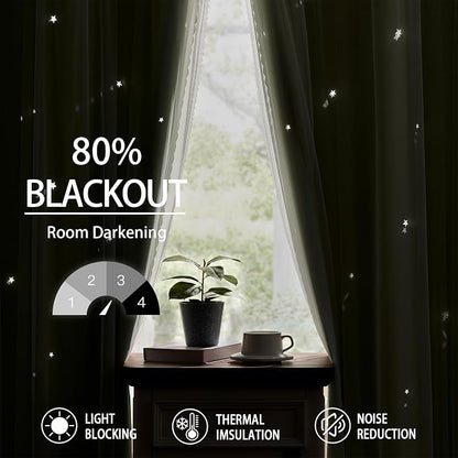 XiDi Green Curtains for Bedroom, Girls Room Blackout Curtains, Kids Room - Image 7