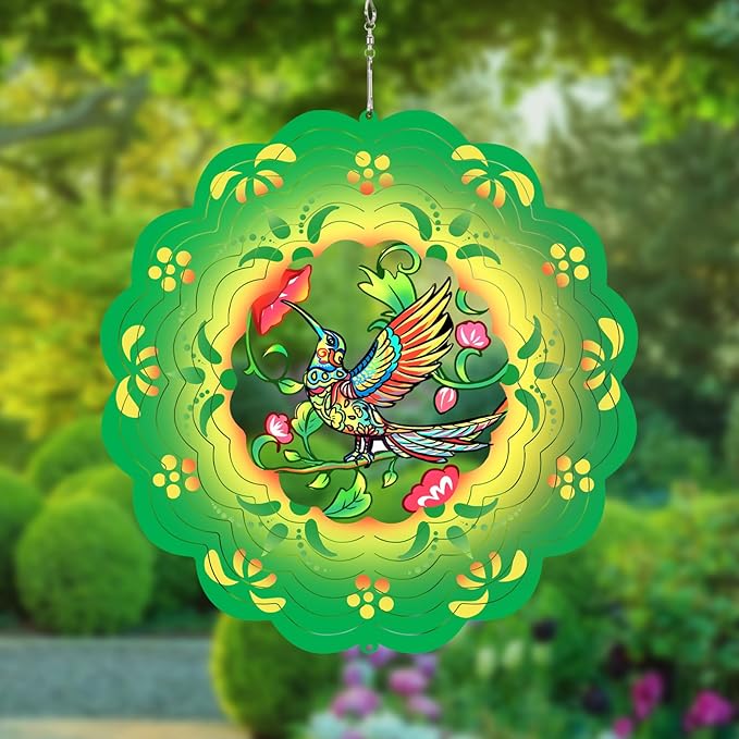 Hummingbird Wind Spinners Metal Hummingbird Gifts for Mom Women Grandma,12inch Hanging Wind Spinner for Outdoor&Indoor Decor Wind Chime Christmas Ornament Gifts for Yard Garden Decoration