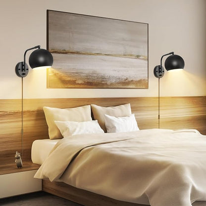 VATONI Dimmable Wall Sconces Set of 2, Plug in Wall Sconces Swing Arm Wall - Image 7