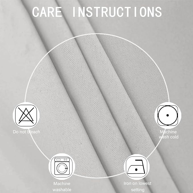 LEMOMO Blackout Curtains 66 x 54 Inch Long Light Grey Curtains Set of 2 Panels - Image 4