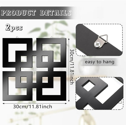 Weysat Wall Mount Home Mirror, 2 Pieces Silver Square Decorative Mirror - Image 3
