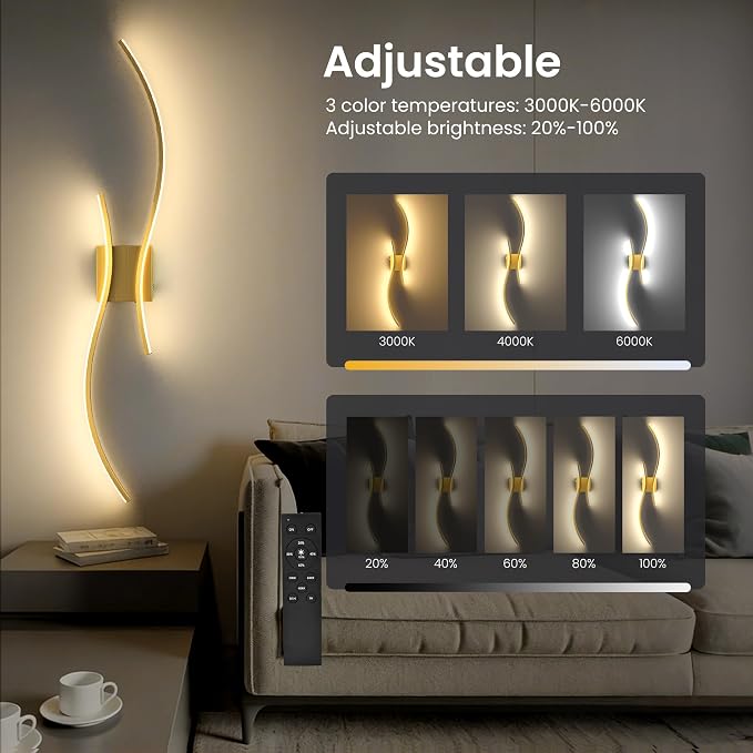 Battery Operated Wall Sconces Set of Two, 10000mAh Rechargeable Modern Wall - Image 3