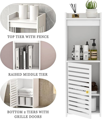 Narrow Bathroom Storage Cabinet, 4-Tier Slim Organizer - Image 7