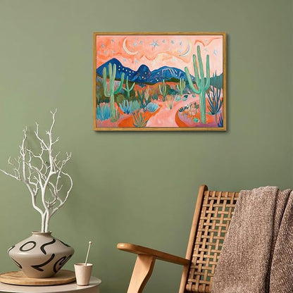 AtterrirArt Framed Boho Wall Art, Vintage Desert Picture Painting Print - Image 5