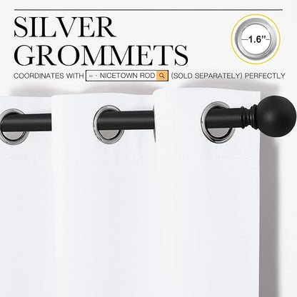 NICETOWN White Samll Window Blackout Curtain Panels, 50% Light Blocking Curtains - Image 3
