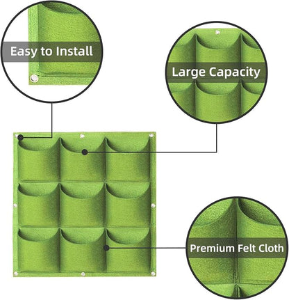 Hanging Planting Grow Bags, 9 Pockets Hanging Vertical Wall Planter Wall - Image 4