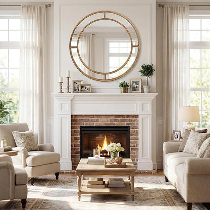 Tangkula 28" Gold Round Wall Mirror, Circle Decorative Modern - Image 3