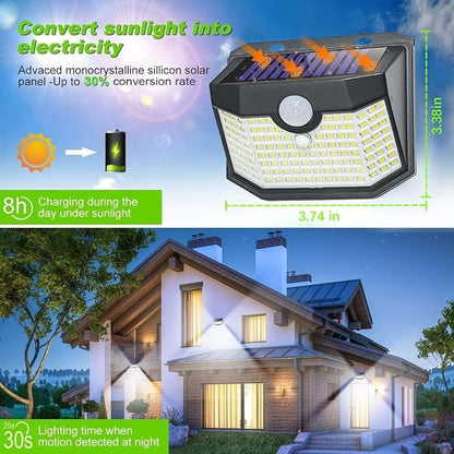 HMCITY Solar Lights Outdoor 120 LED 3 Lighting Modes, Motion Sensor Wall Lights - Image 2