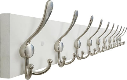 SKOLOO Creations White Solid Wood Wall Mounted Coat Rack, 10 Hooks, 38-1/8" Long by SKOLOO