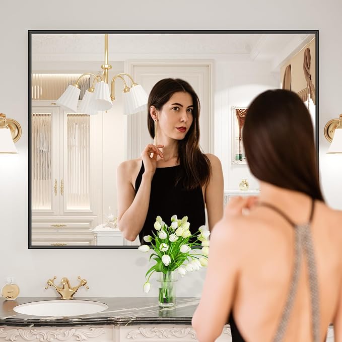 LOAAO Black Bathroom Mirror 48"X30" - Image 2