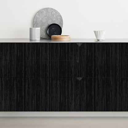 Black Grasscloth Peel and Stick Wallpaper Texture Contact Paper A Set of 15.7" - Image 3