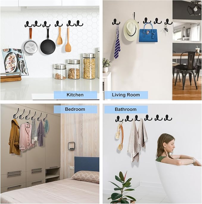Kruodop 10 Pack Wall Hooks Wall Mounted Coat Hooks - Image 6
