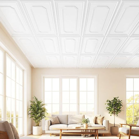 Giantex 12 Pack PVC Wall Panels, Glue Up or Drop Ceiling Panel, Waterproof 3D - Image 2