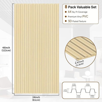 RITOLLO 8-Pack PVC Slat Wall Panels - Image 2