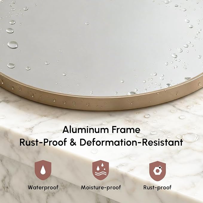 USHOWER Gold Bathroom Mirrors for Over Sink, 36 Inch Circle Mirror - Image 5