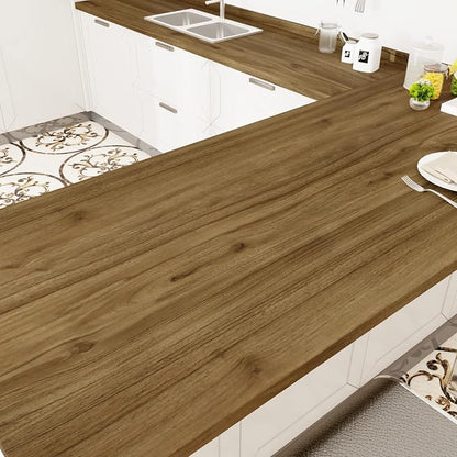 WESTICK 24" x 394" Peel and Stick Countertops Brown Wood Grain Contact Paper by WESTICK