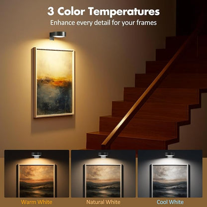 6Pcs Picture Lights for Wall Battery Operated, Magnetic Led Painting Light - Image 2