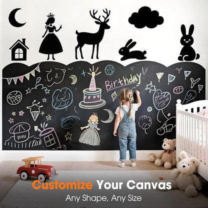 Chalkboard Wallpaper Peel and Stick, 17.5"x78.7" Blackboard Contact Paper Self - Image 2