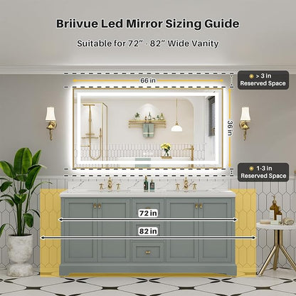 66x36 Inch LED Bathroom Mirror - Image 2