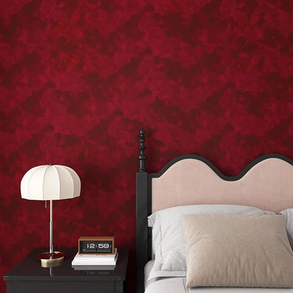 Yenhome 17.7"X118" Dark Red Velvet Wallpaper Vintage Velvet Peel and Stick by Yenhome
