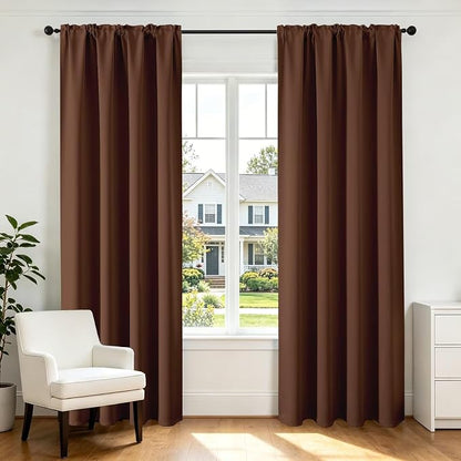 CUCRAF Brown Blackout Curtains 84 inch Length 2 Panels Set, Rod Pocket Room by CUCRAF