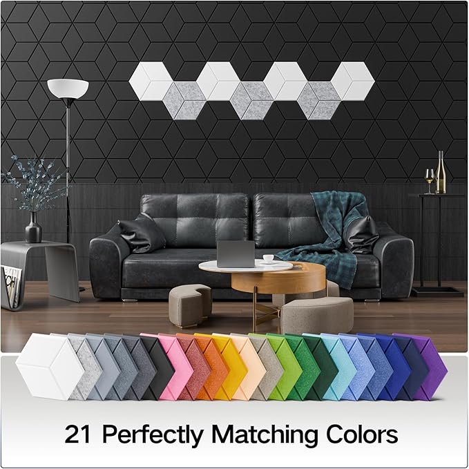 18 Pack Self-Adhesive Acoustic Panels 12" X 10" X 0.4" - Image 6