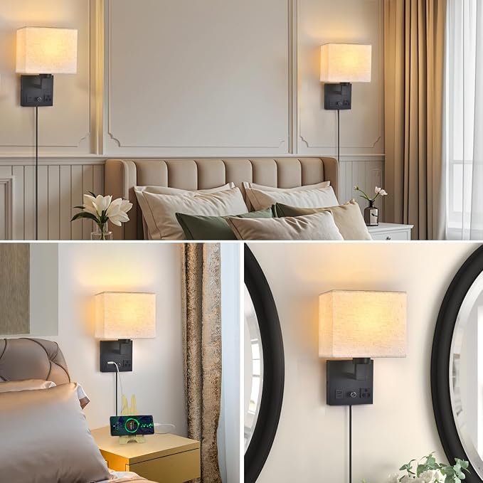 Bedside Wall Lamp for Bedroom, Plug in Wall Sconce - Image 6