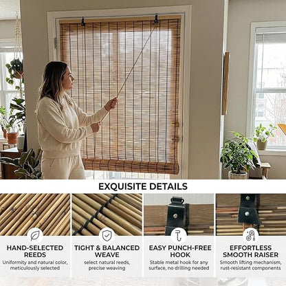 Bamboo Roll Up Shades for Outdoor Patio, Light Filtering Bamboo Roll Up Blinds - Image 7