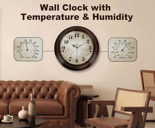 Vintage Wall Clock 13 Inch Quartz Silent Non-Ticking Analog Clock - Image 2