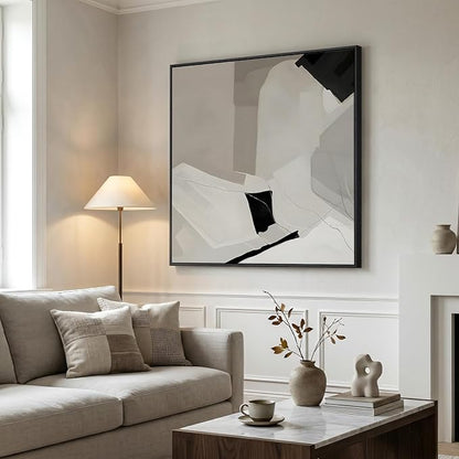 Extra Large Framed Black and White Abstract Wall Art - Image 4