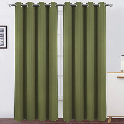LEMOMO Olive Green Blackout Curtains/52 x 84 Inch Long/Set of 2 Curtain by Lemomo