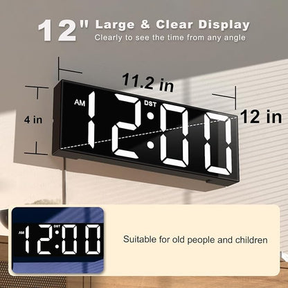 JALL 12'' Large Digital Wall Clock, Big LED Number Dispaly, Night Light - Image 2