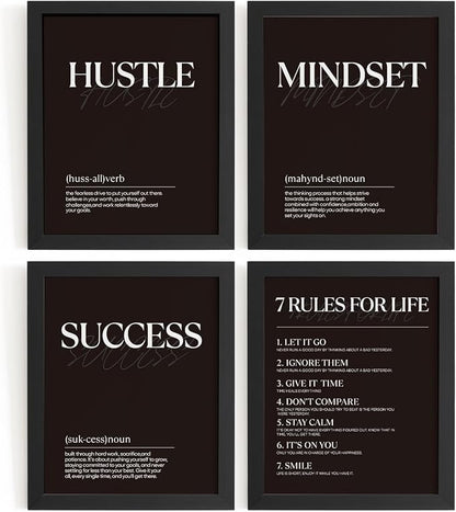 DSHFG Black Motivational Office Pictures Wall Decor Prints Set of 4, 8x10 by Unknown