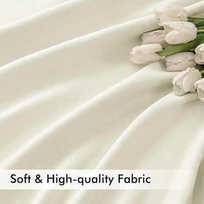 MIULEE Cream Back Tab Blackout Curtains 84 Inch Length 2 Panels Set - Image 6