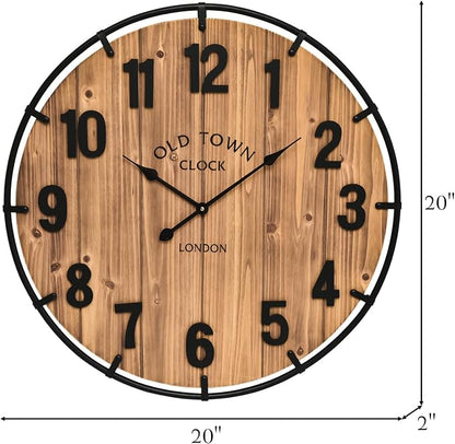 EMAX HOME Large Old Town Farmhouse Wall Clock 20 Inches - Image 6