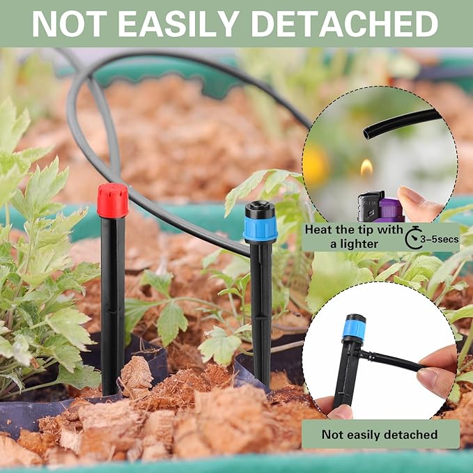 120 Pcs Drip Irrigation Emitters for 1/4'' Drip Irrigation Tubing 60 Irrigation Emitters Sprayer 60 Adjustable 360 Degree Water Flow Drippers for Patio Lawn Garden Watering