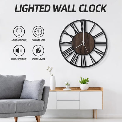 LEIKE Large Wall Clocks with Night Light Battery Operated, Silent Non Ticking - Image 7