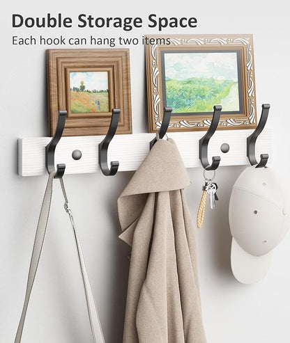 Optish Coat Rack Wall Mount, 16.5 Inches Wood Coat Hooks Wall Mount, Wall Coat - Image 3